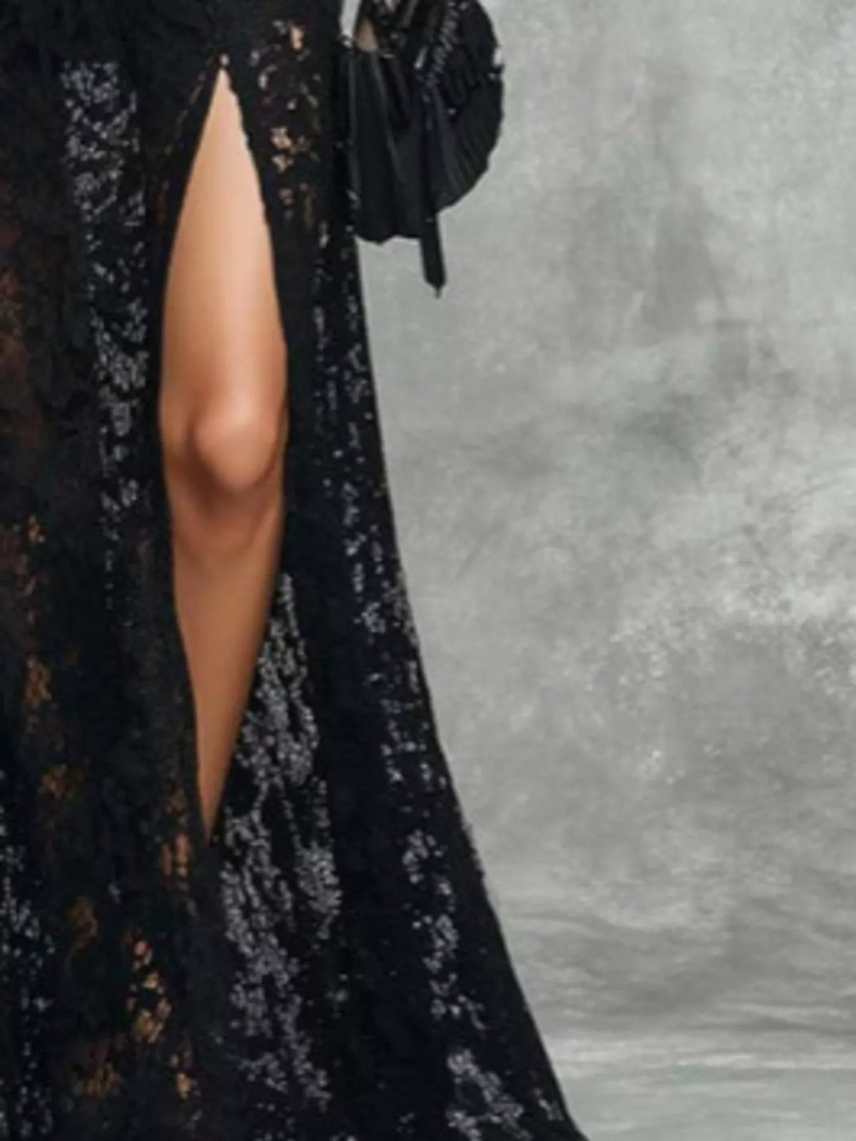 Slit Lace Sleeveless Maxi Dress - Black - View 4