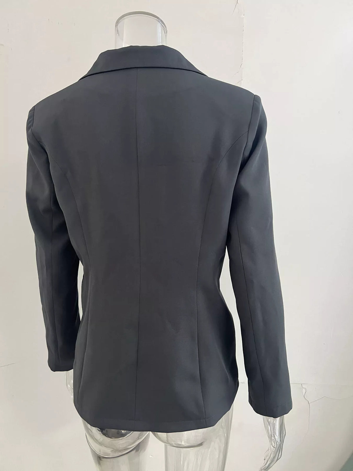 Slim-Fit Single-Button Casual Blazer - Dark Gray - View 4