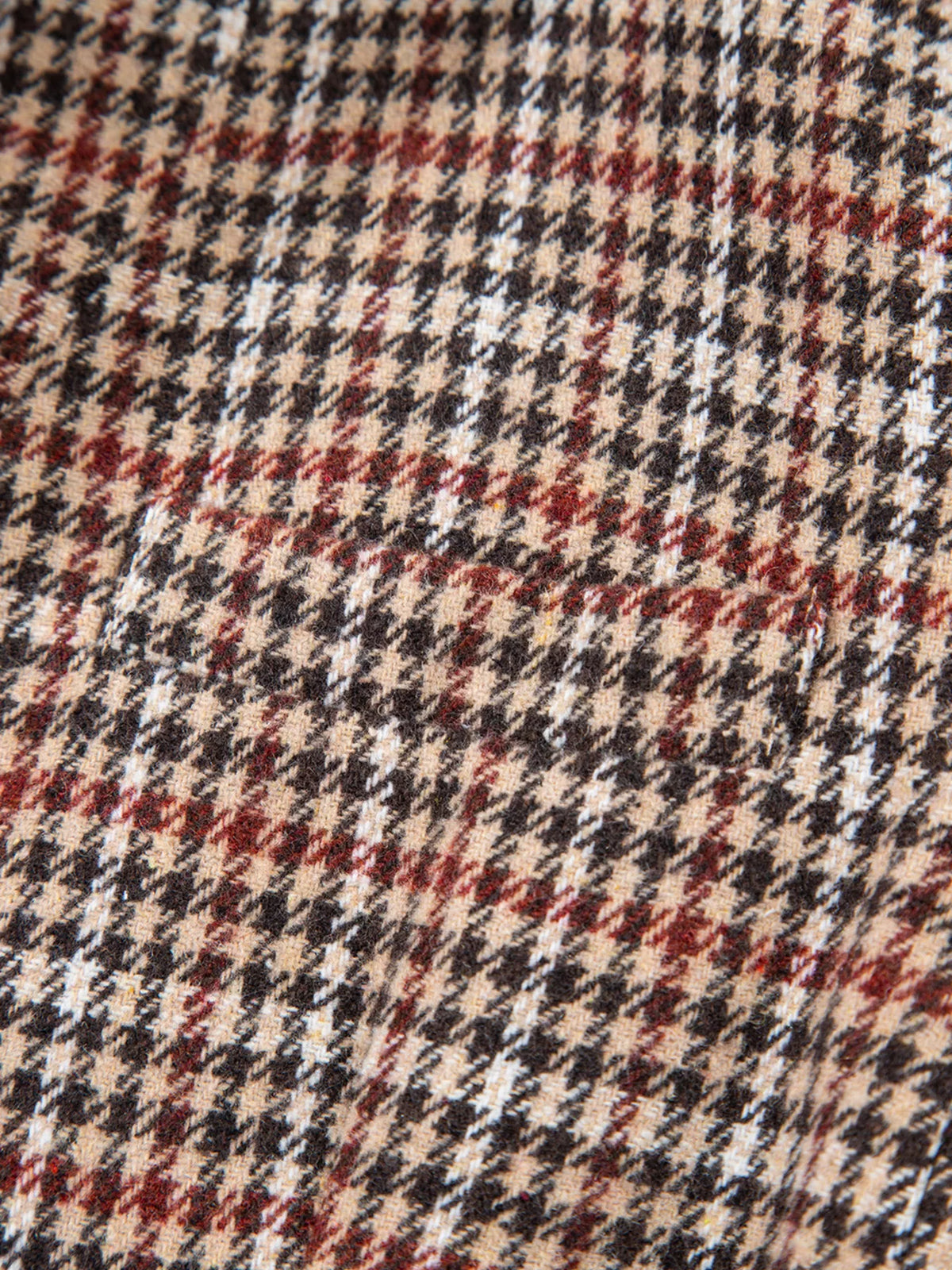 Houndstooth Lapel Collar Blazer - Camel - View 18
