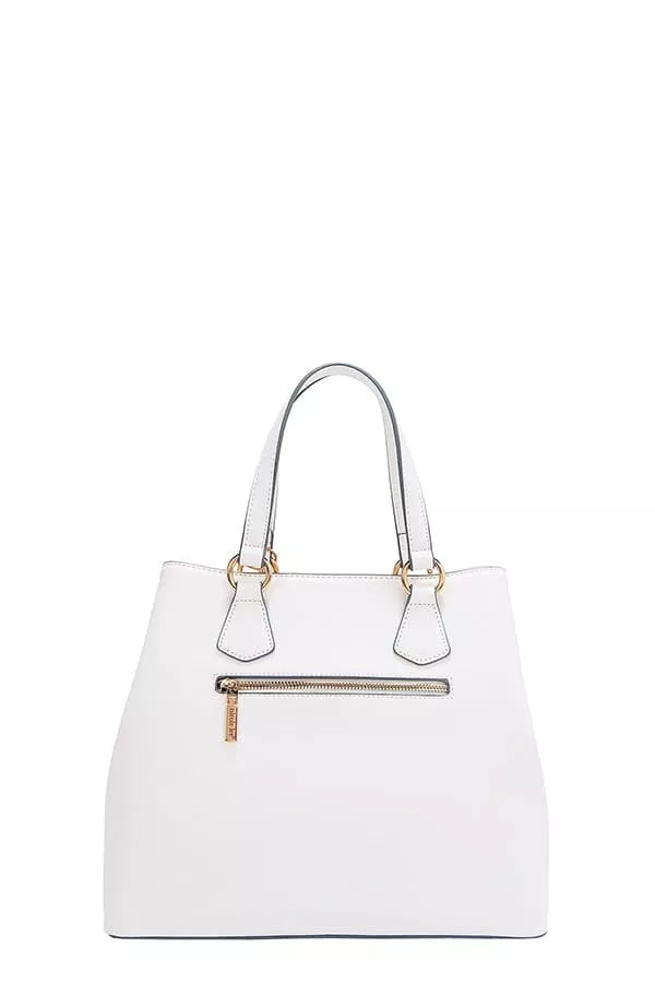 Nicole Lee USA Monogram Pattern Handbag with Rhinestones Decor - WHITE - View 18