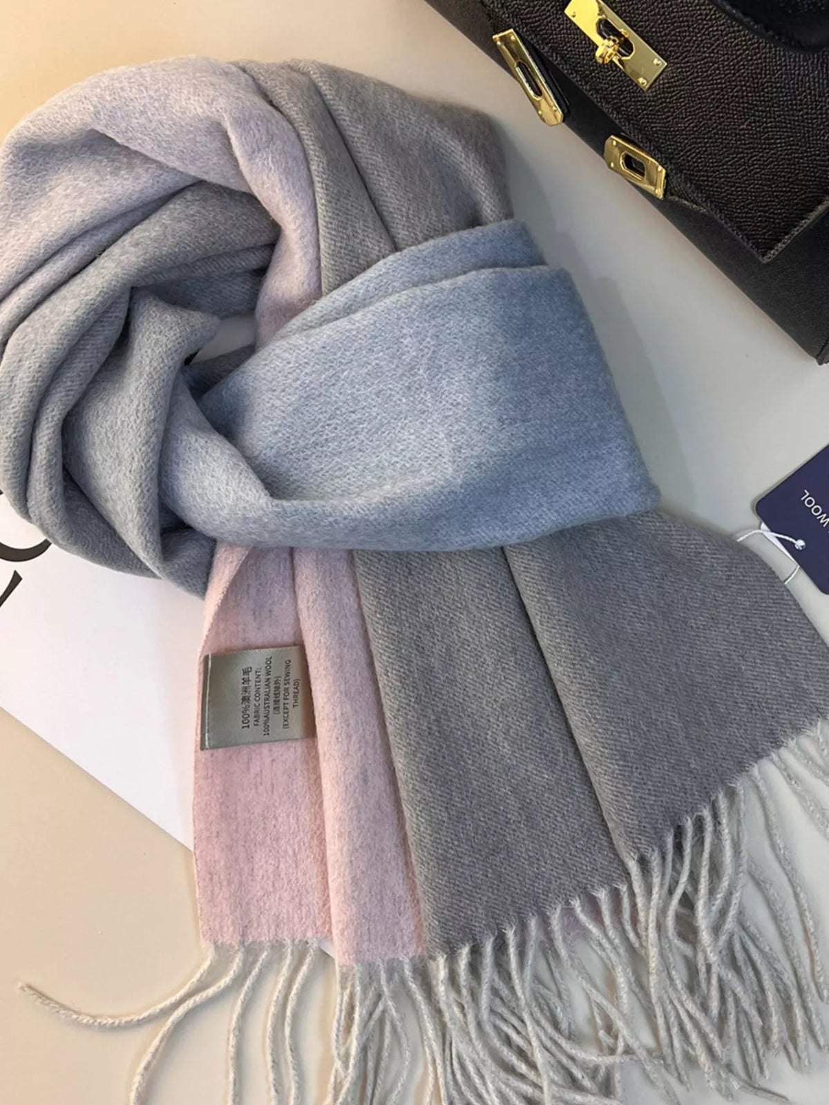 Color Block Fringe Scarf - Pink - View 5