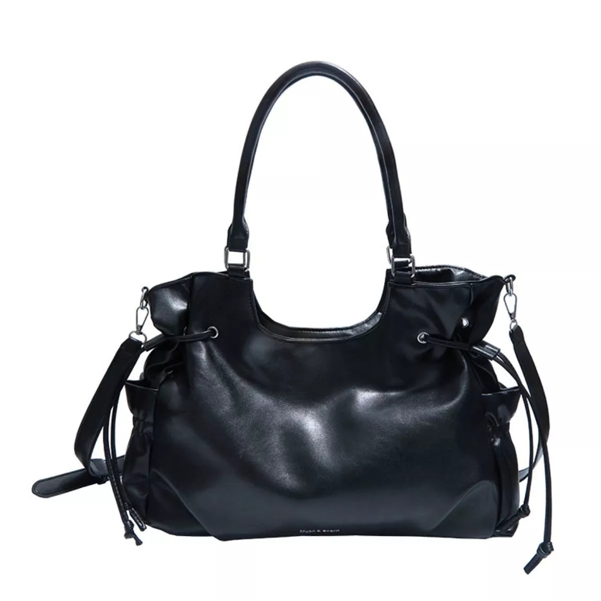 PU Leather Shoulder Bag - Black - View 6