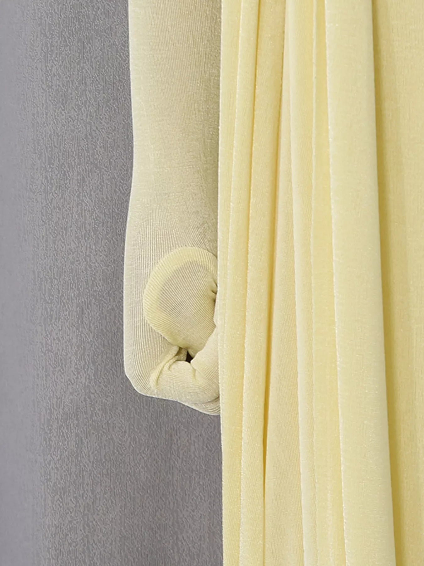 One-Shoulder Draped Maxi Dress - Yellow - Sleeve Cuff and Drape Detail View