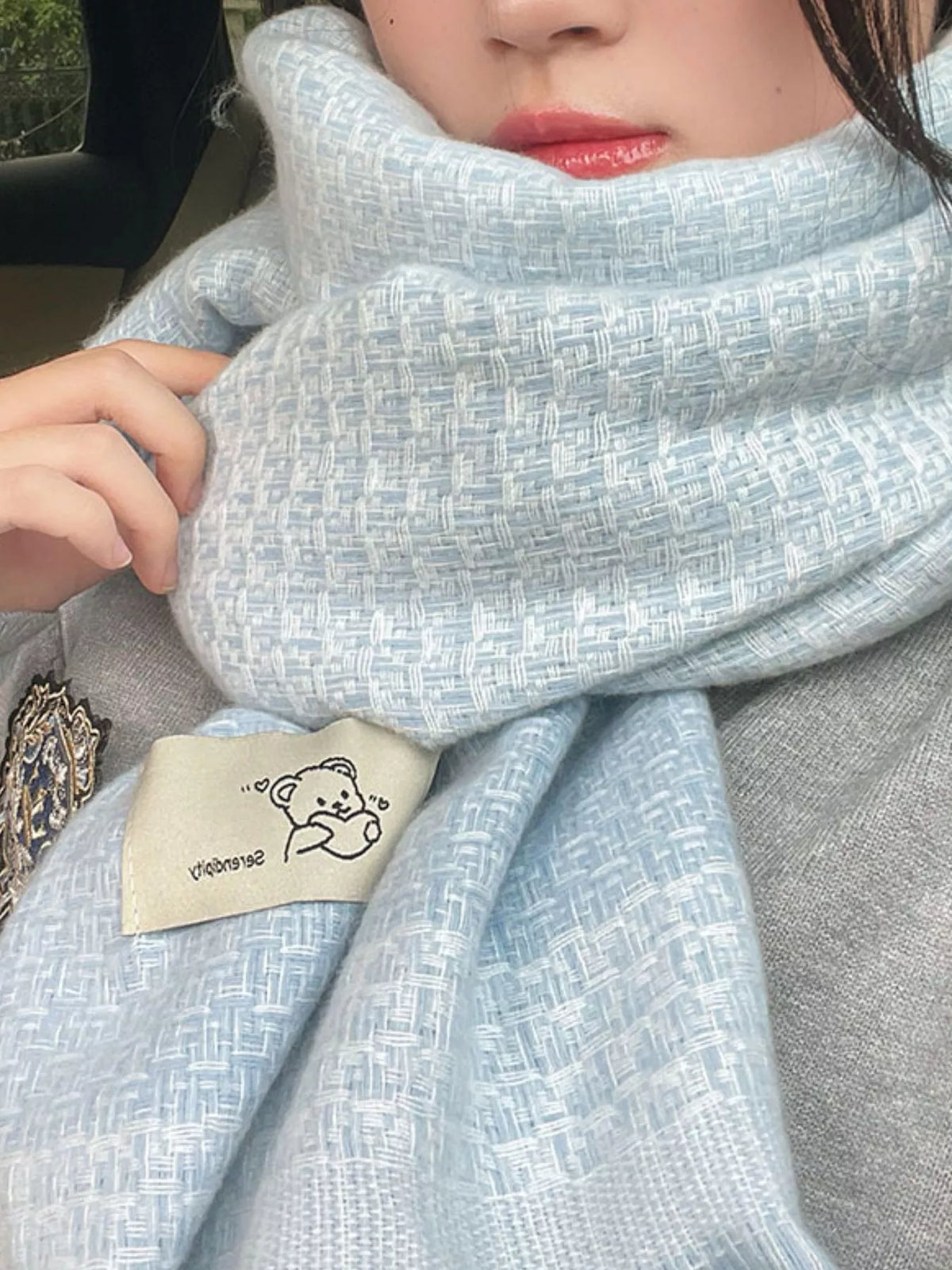Raw Hem Scarf - Blue - View 6