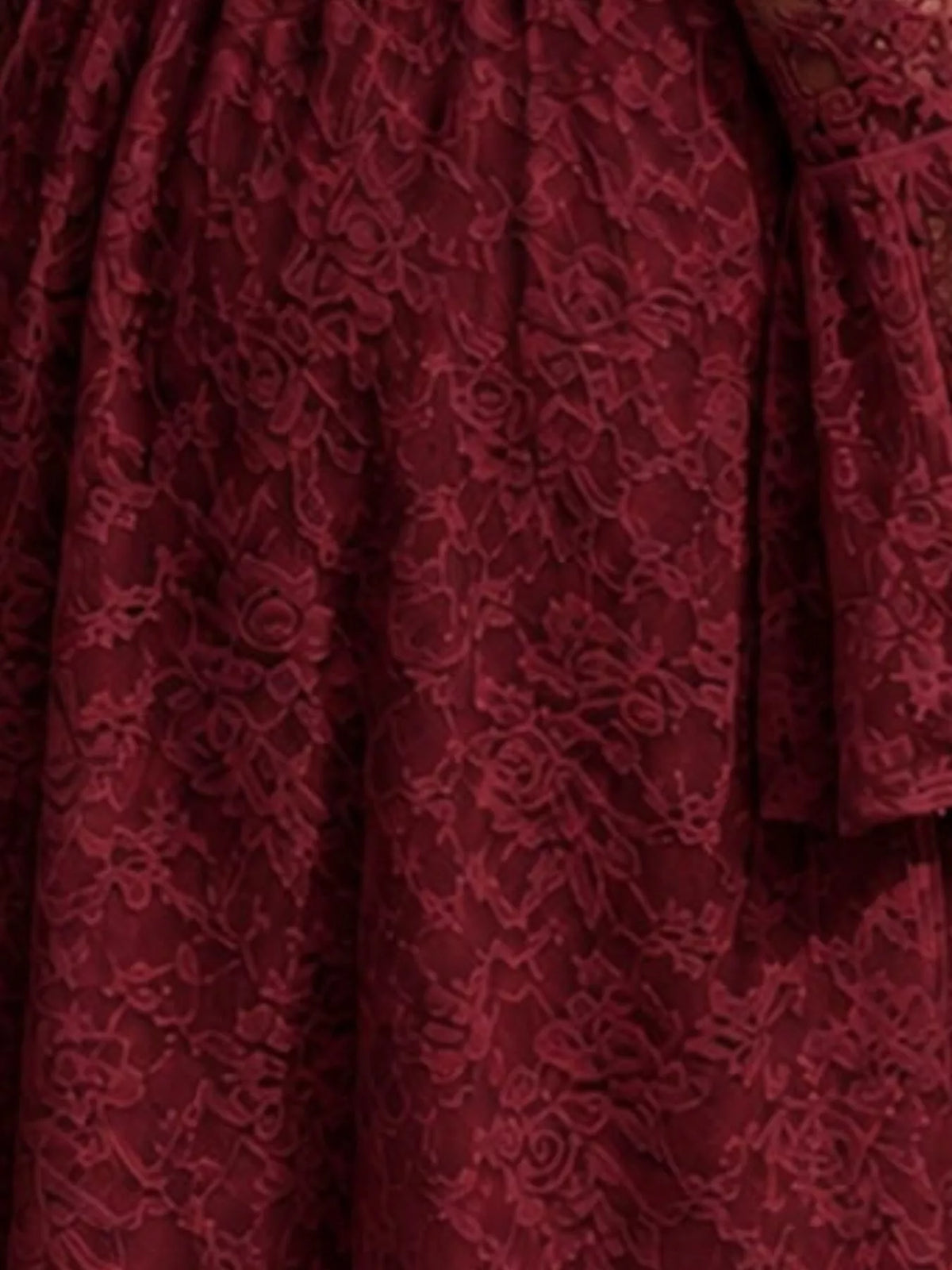 V-Neck Lace Flare Sleeve Maxi Dress - Burgundy - View 8
