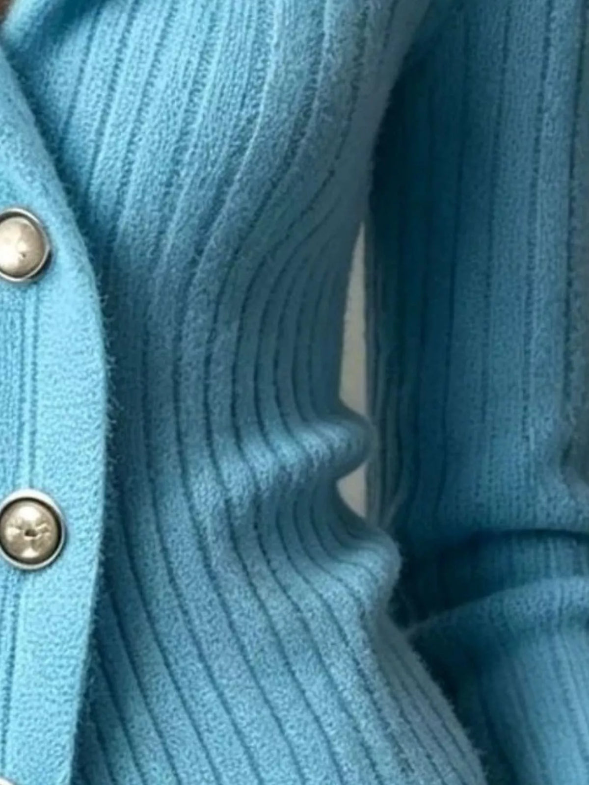 Full Size Ribbed Knit Button-Down Front Cardigan Plus Size - Sky Blue - View 2