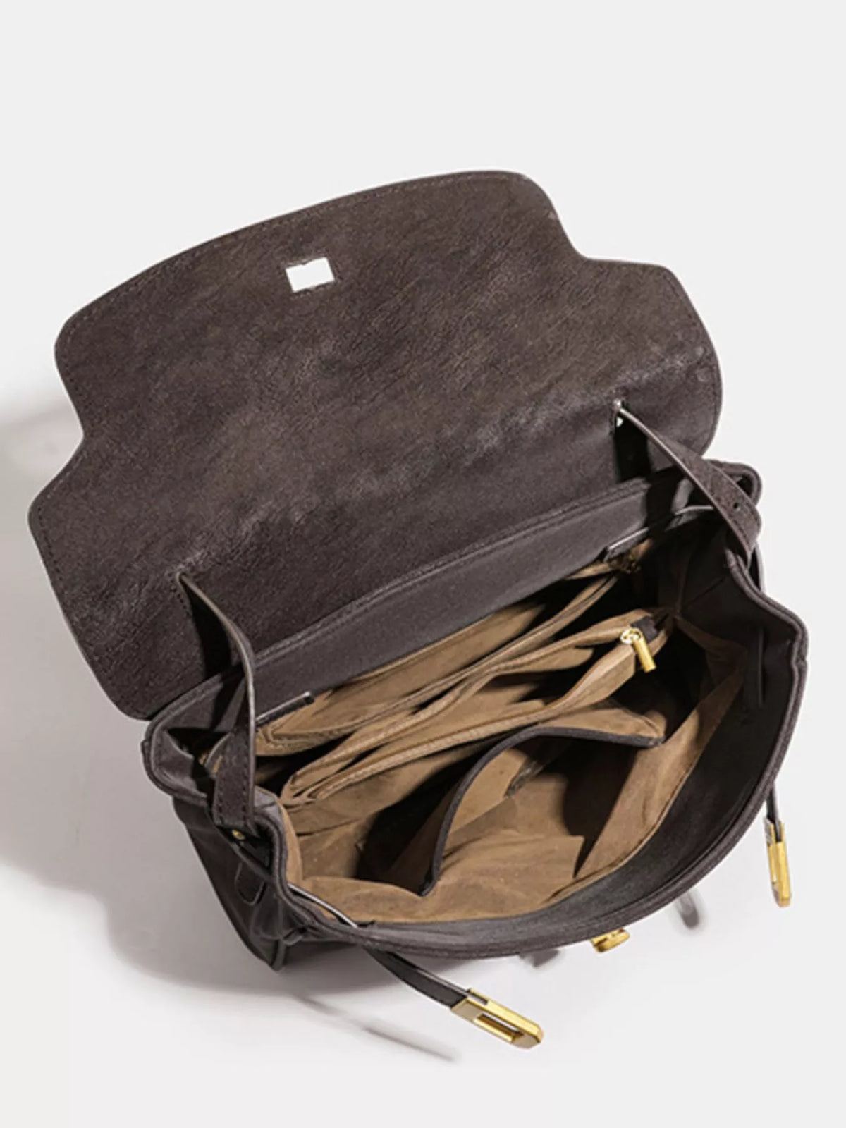 Buckle Closure Shoulder Bag - Coffee - View 9