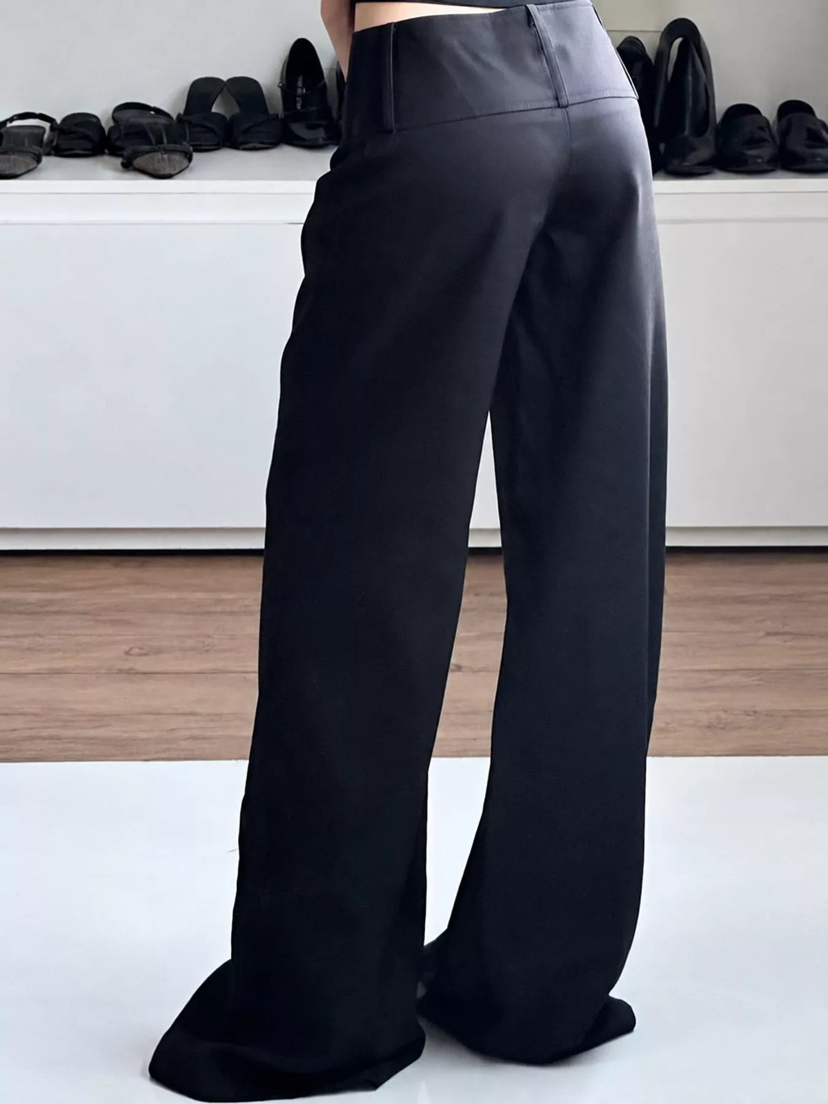 Loose Fit Flare Pants - Black - View 6