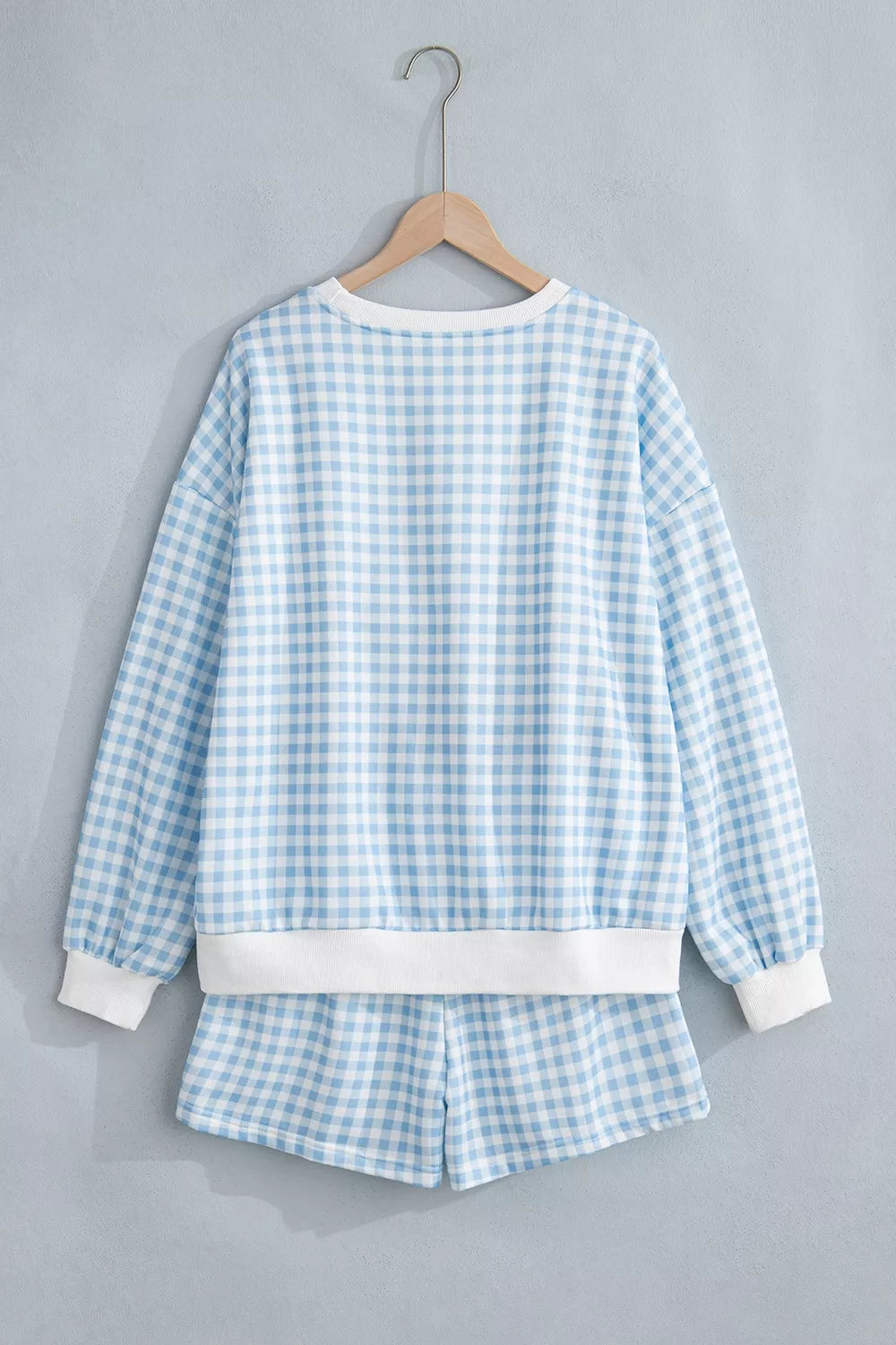 PRAY Plaid Baggy Top and Shorts Set - Light Blue - View 6