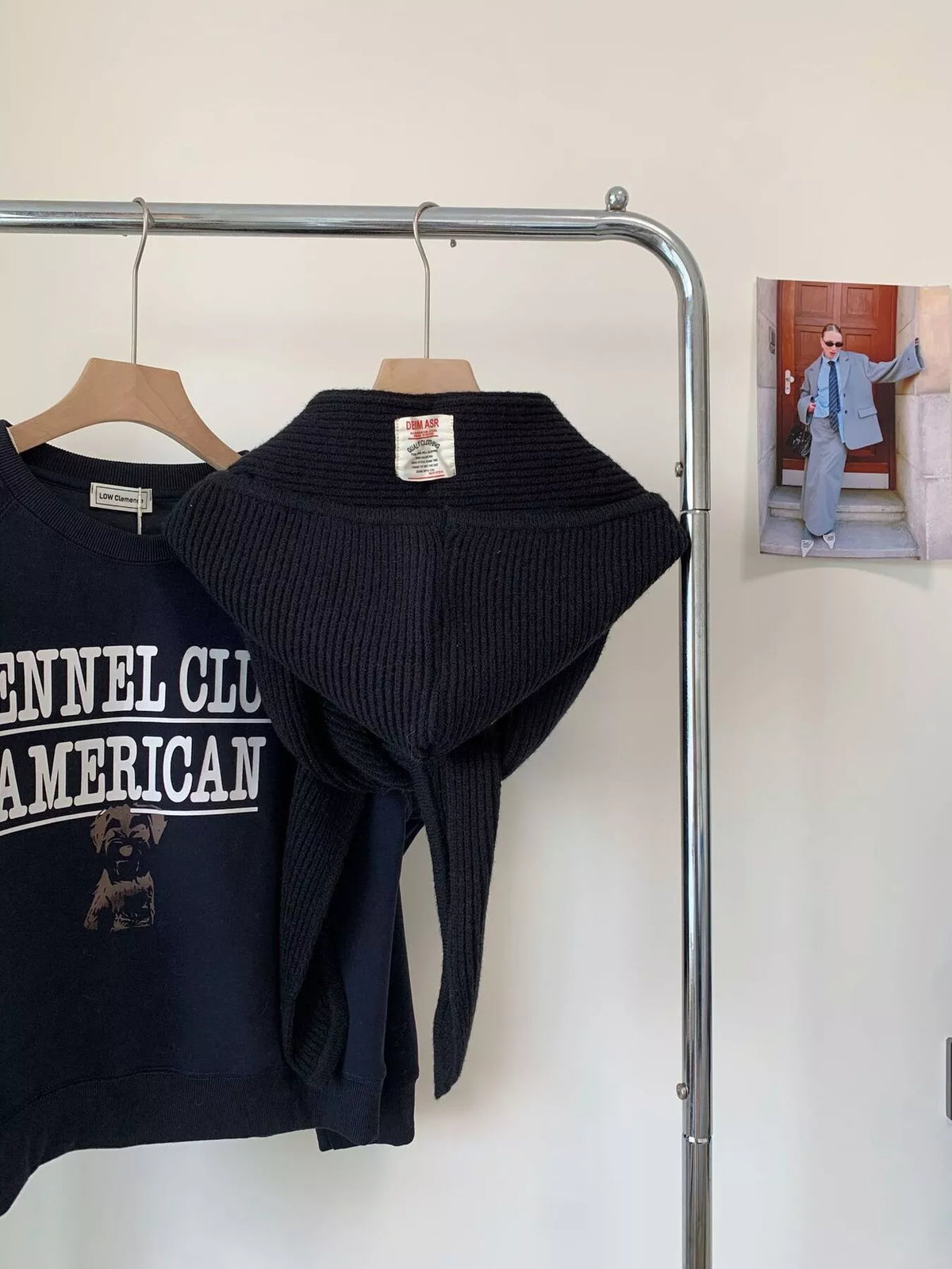 Knitted Warmer Scarf Hat - Black - View 6