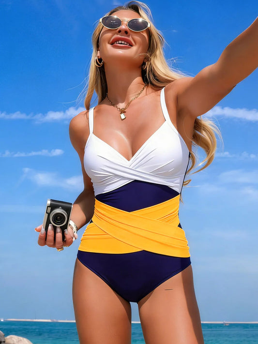 Color Block One-Piece Swimsuit - product photo 2