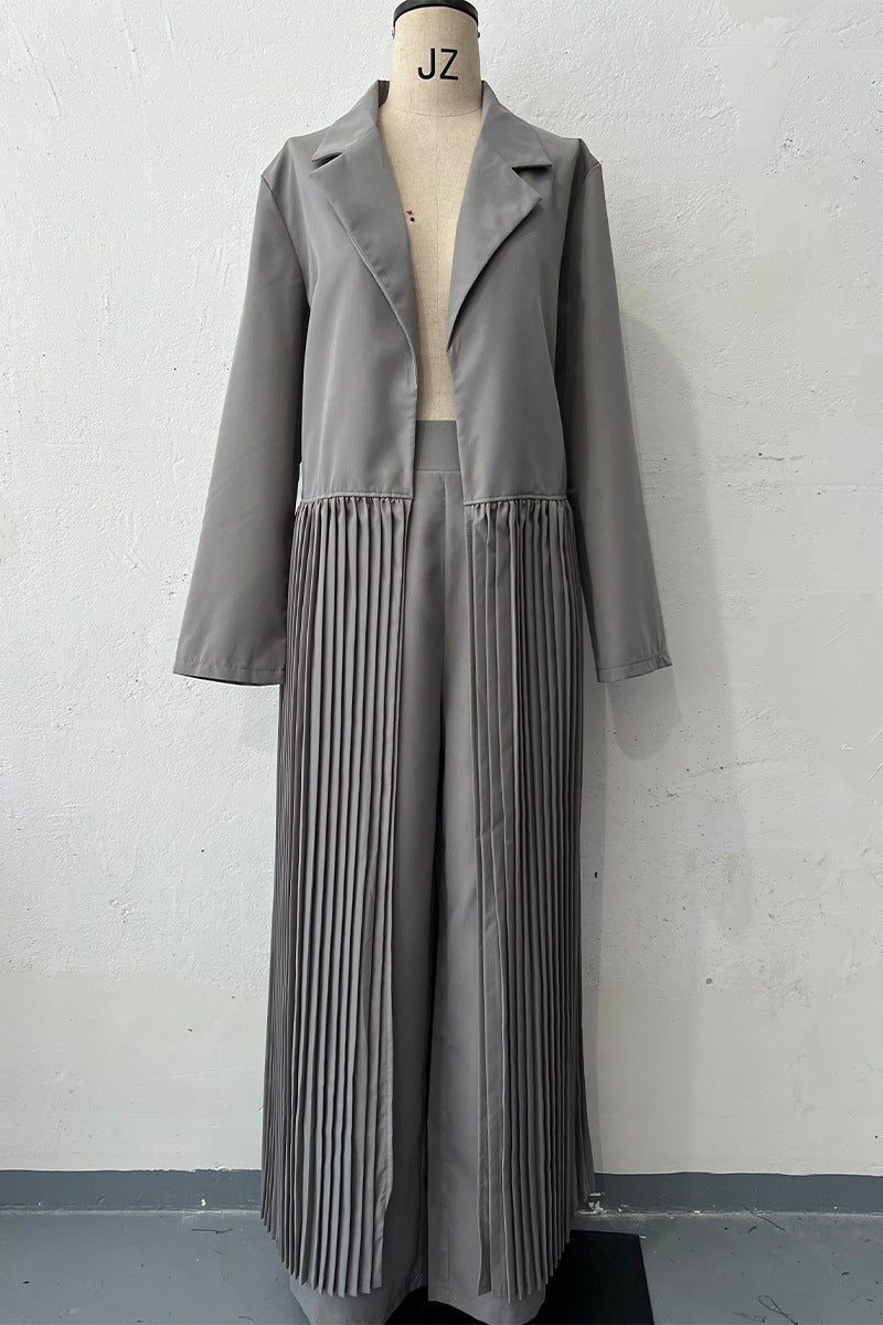 Minimalist temperament pressure compromise long windbreaker pants two-piece set