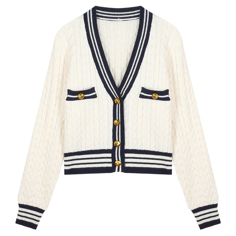 Tingfly New Arrivals Striped Single Breasted Knitwear Slim Lady Cardigans V Neck France Chic Casual Streetwear Sweaters Tops