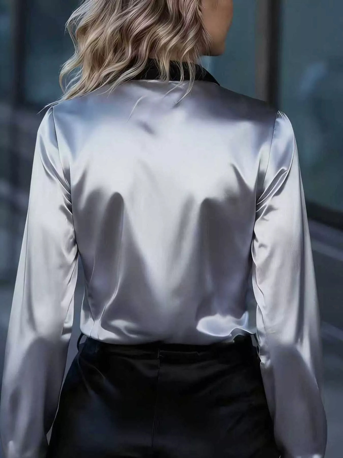 Button Up Long Sleeve Shirt - Gray - View 8