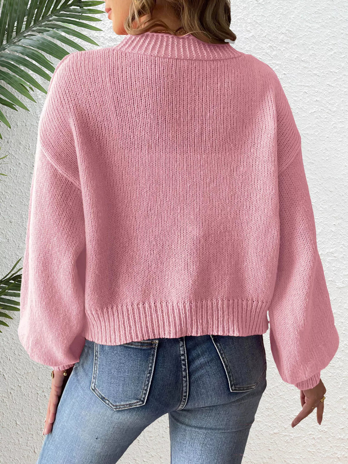 Bow-Tie Open Front Knit Cardigan - Pink - View 4