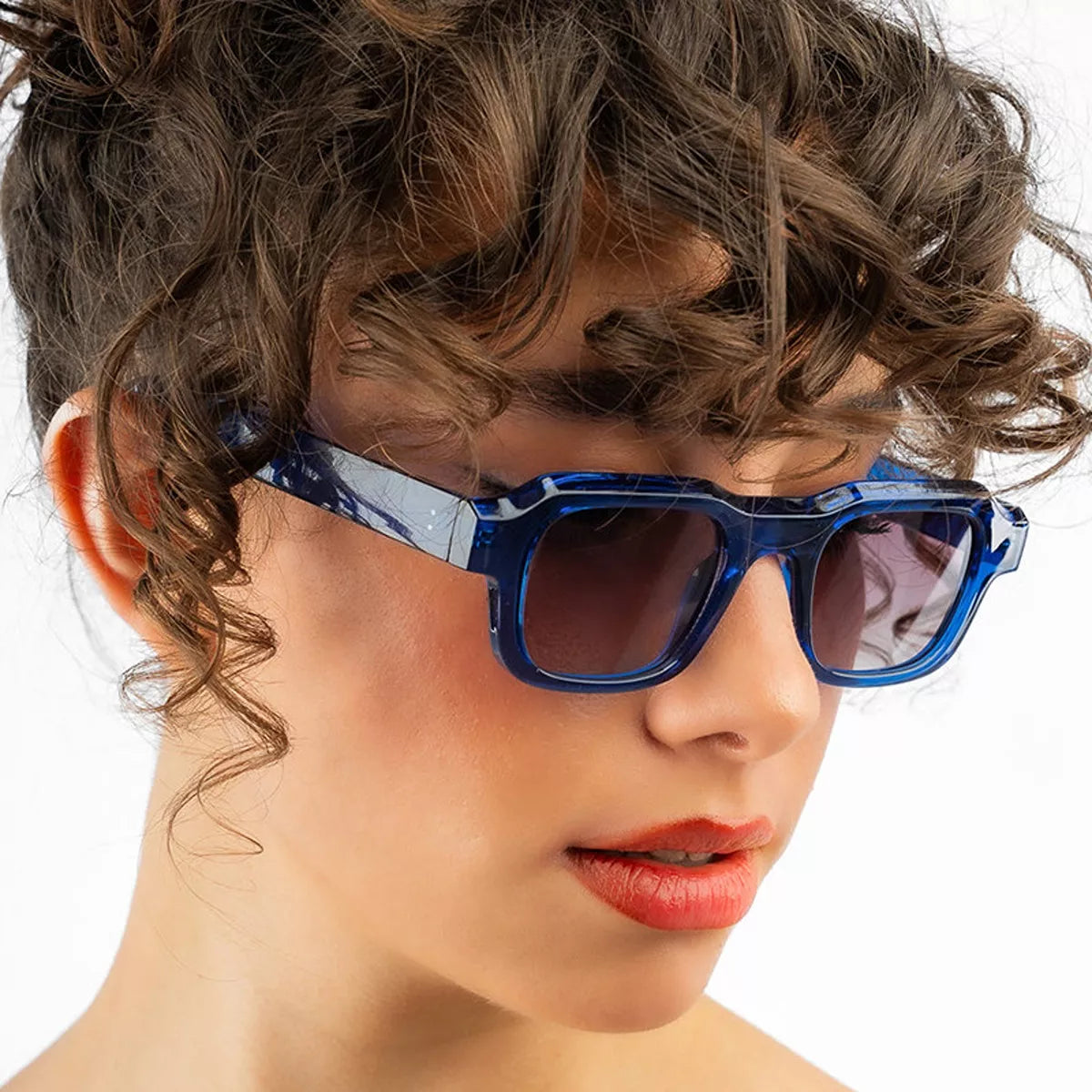 Vintage Rectangular Sunglasses - Blue - View 5