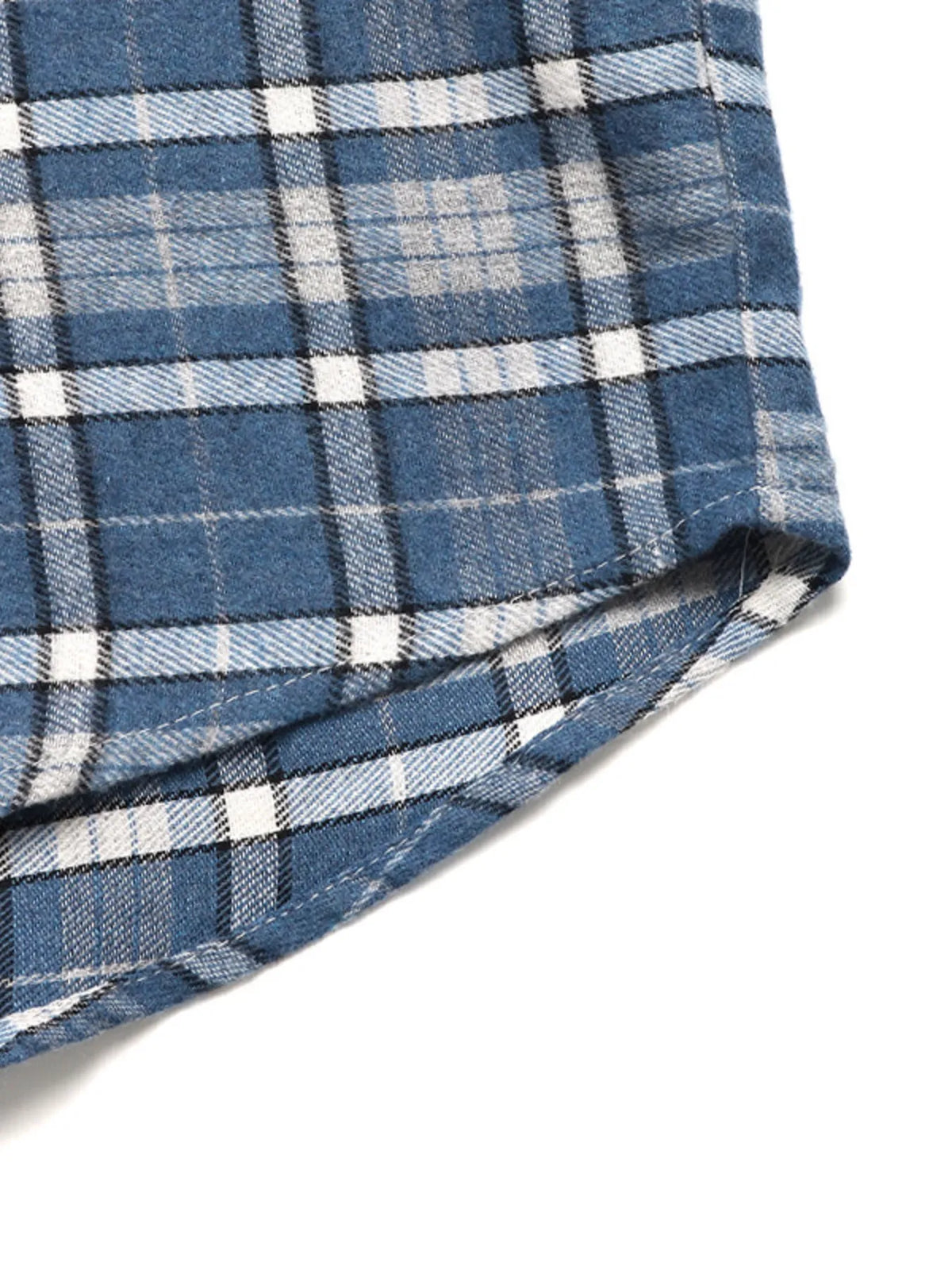 Plaid Button Up Long Sleeve Shirt - Blue - View 9