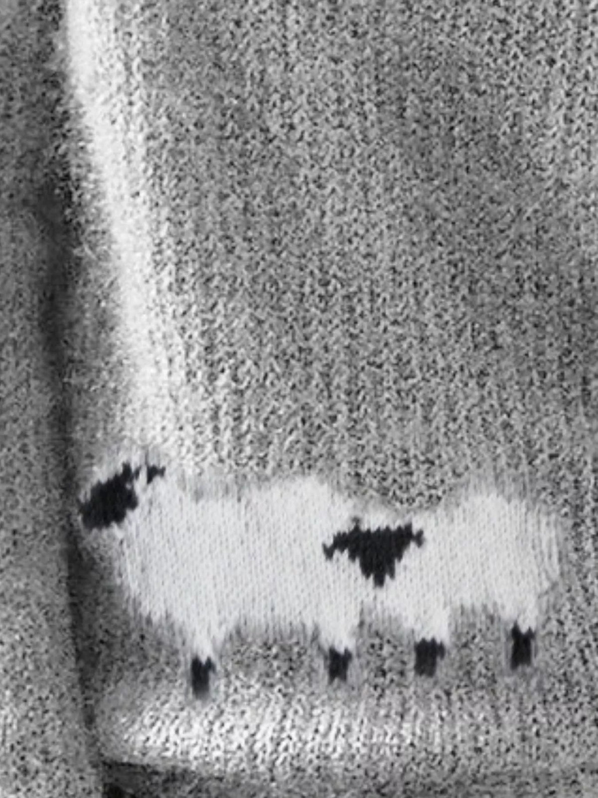 Full Size Sheep Pattern Round Neck Sweater Plus Size - Gray - View 2
