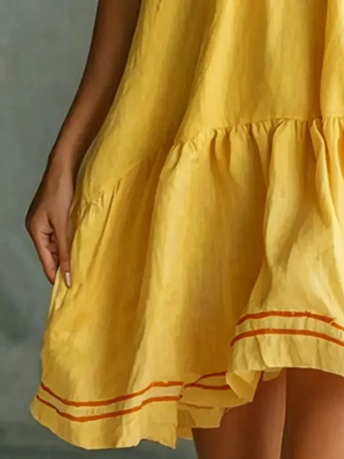Full Size Sleeveless Tiered Mini Dress Plus Size - Yellow - View 2
