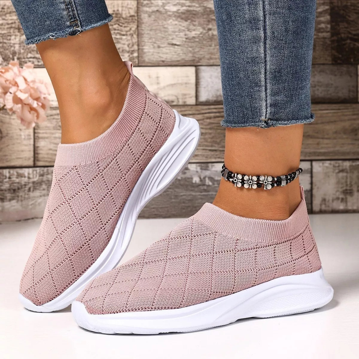 Breathable Mesh Round Toe Shoes - Pink - View 2
