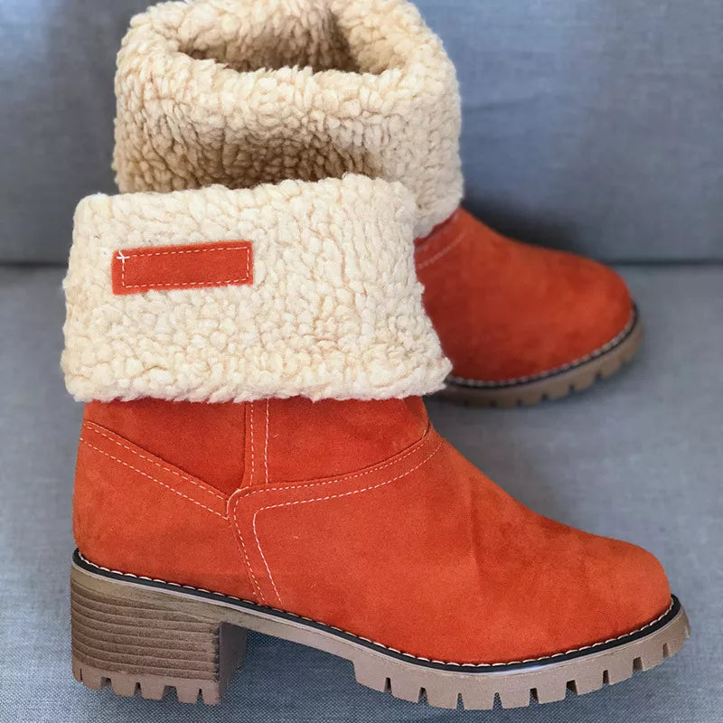 Round Toe Block Heels Boots - orange - View 20