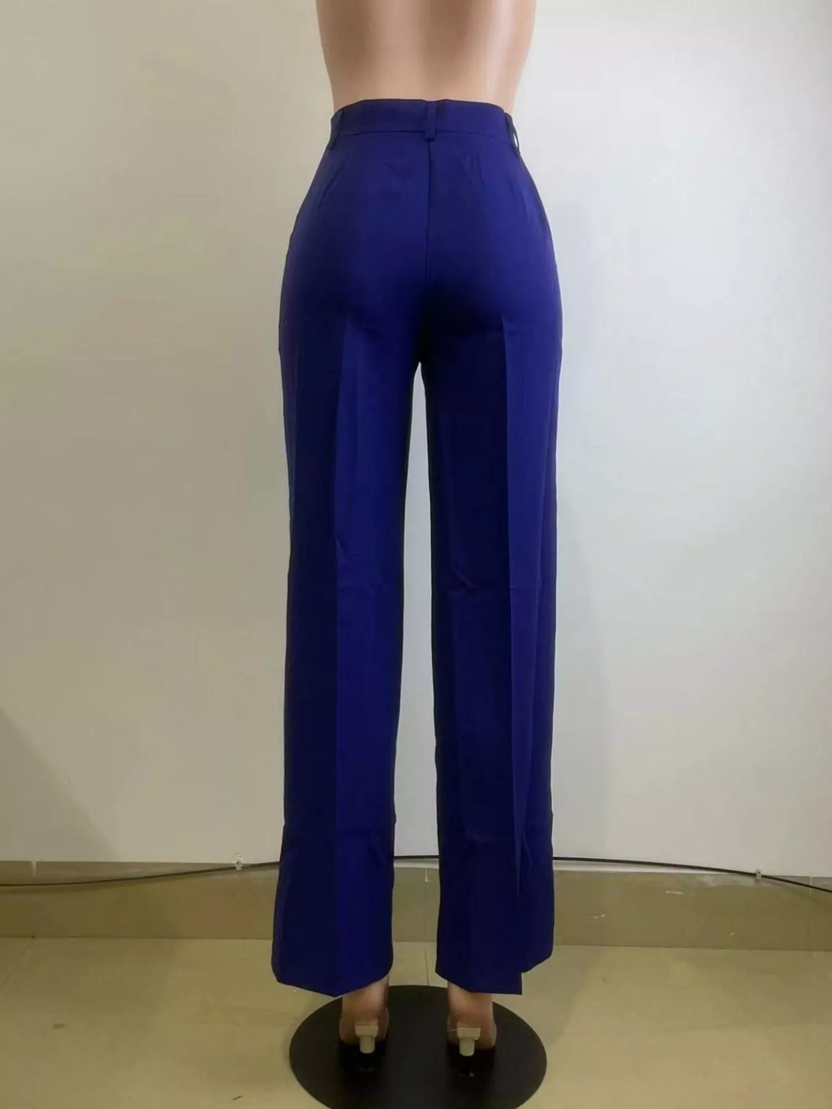 High-Waisted Wide-Leg Pants - Dark Blue - View 10