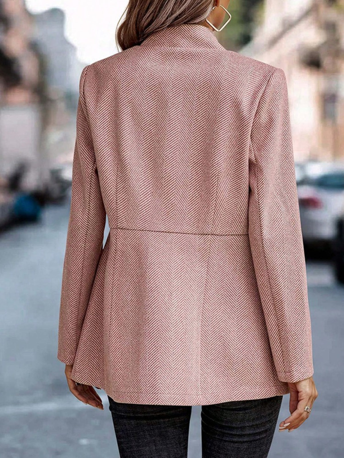 Slim Fit Open Front Blazer - Pink - View 22