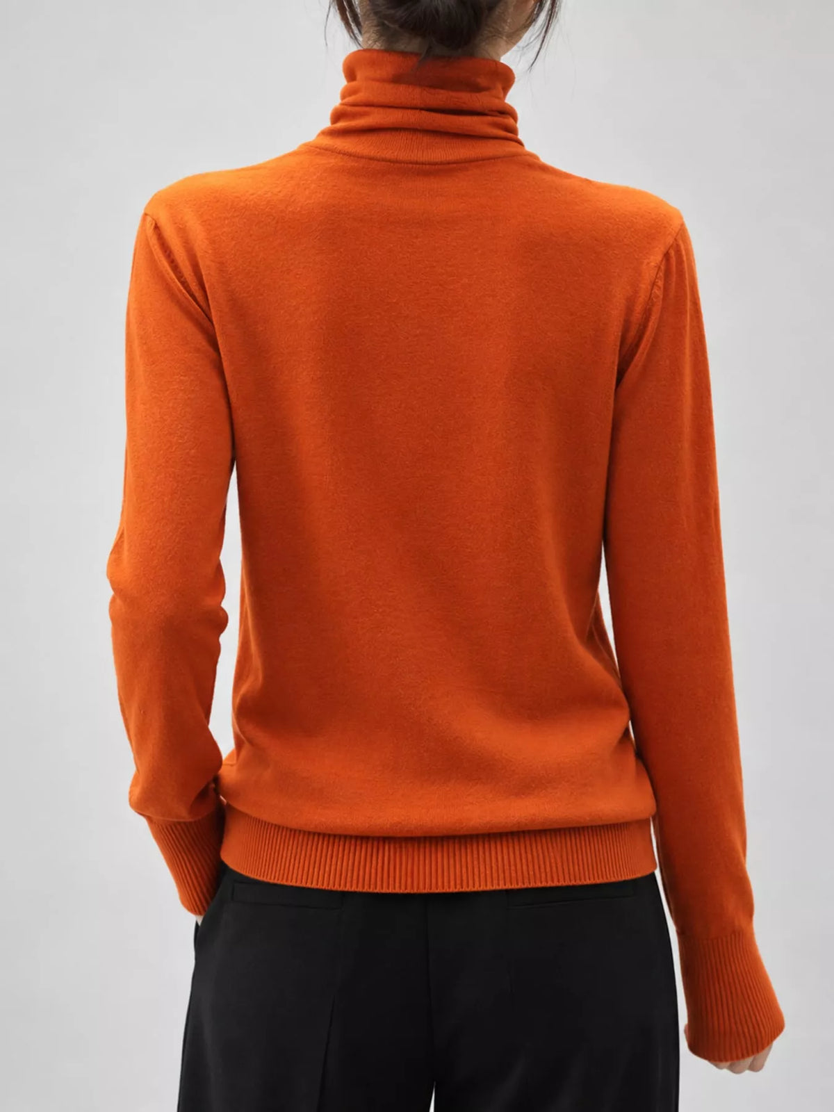 Full Size Slim-Fit Turtleneck Knit Top Plus Size - Orange - View 33