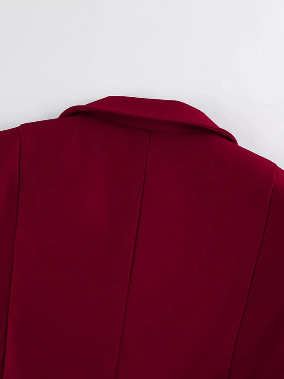 Single-Breasted Blazer and Wide-Leg Pants Set - Burgundy - View 10