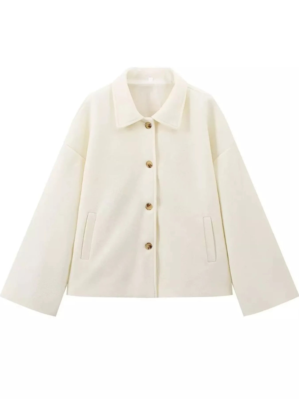 Button-Up Dropped Shoulder Outerwear - Apricot - View 17