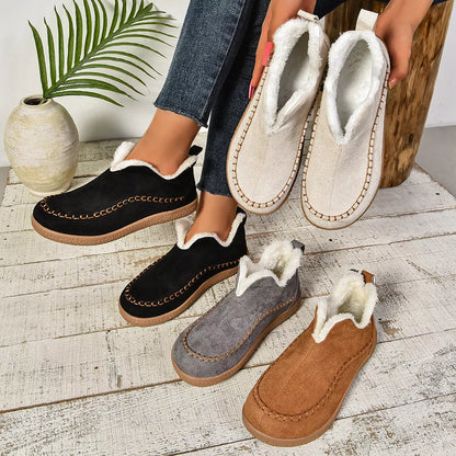 Round Toe Plush Lined Shoes - All Colors - View 1