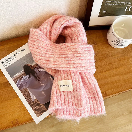 Soft Knit Winter Scarf - Blush Pink - View 1