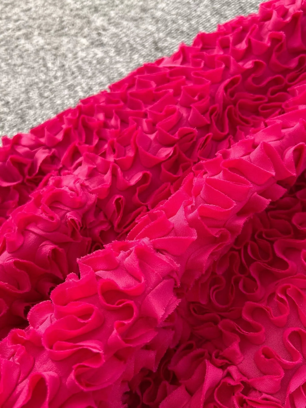 Elegant 3D Lace Trim High‑Waist A‑Line Midi Skirt - Rose Red - View 3