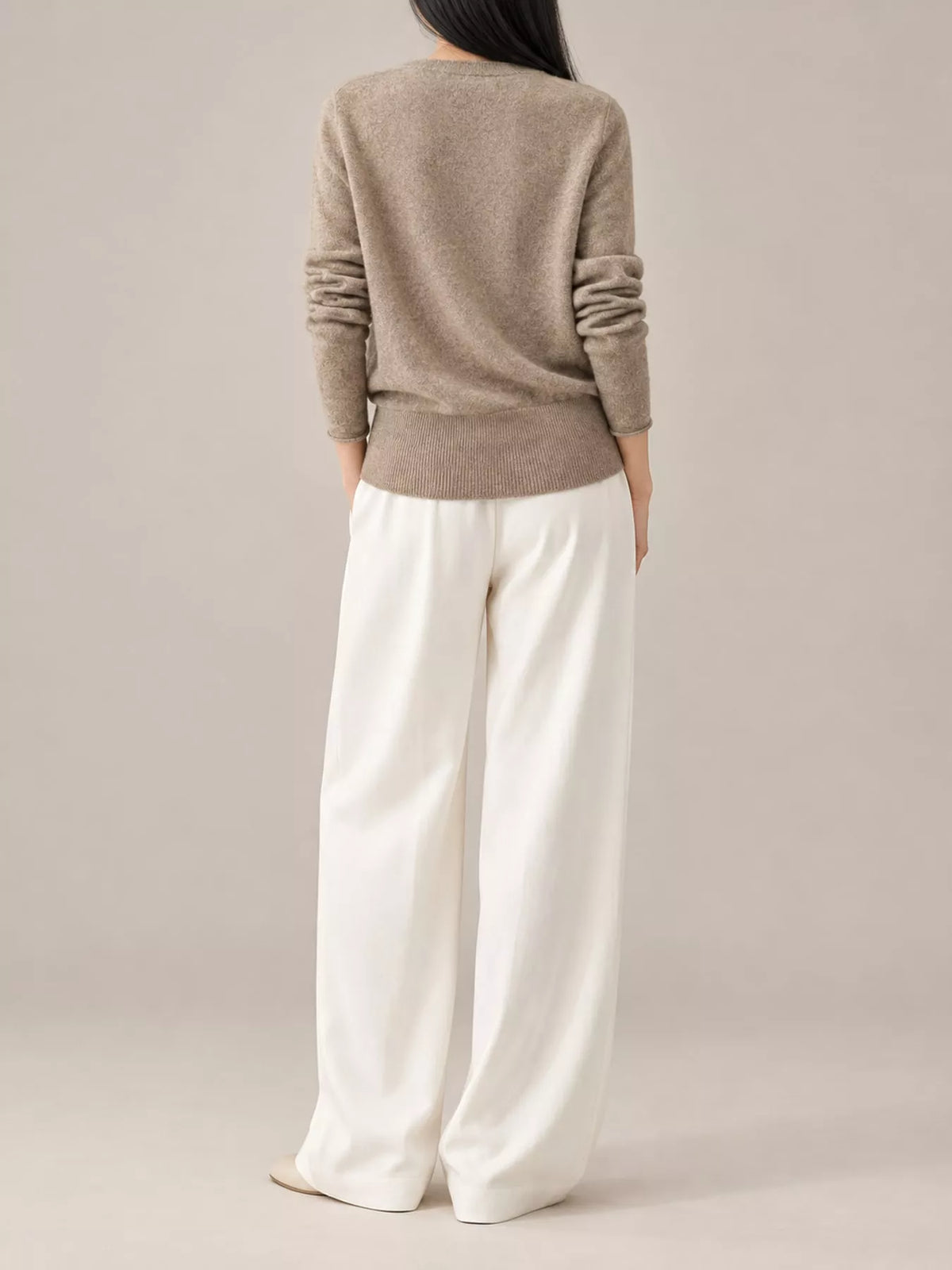 Wrap-Front Long Sleeve Sweater - Camel - View 6