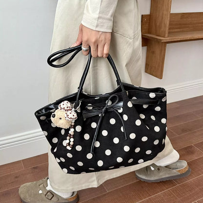 Polka Dot Shoulder Bag - Black - View 7
