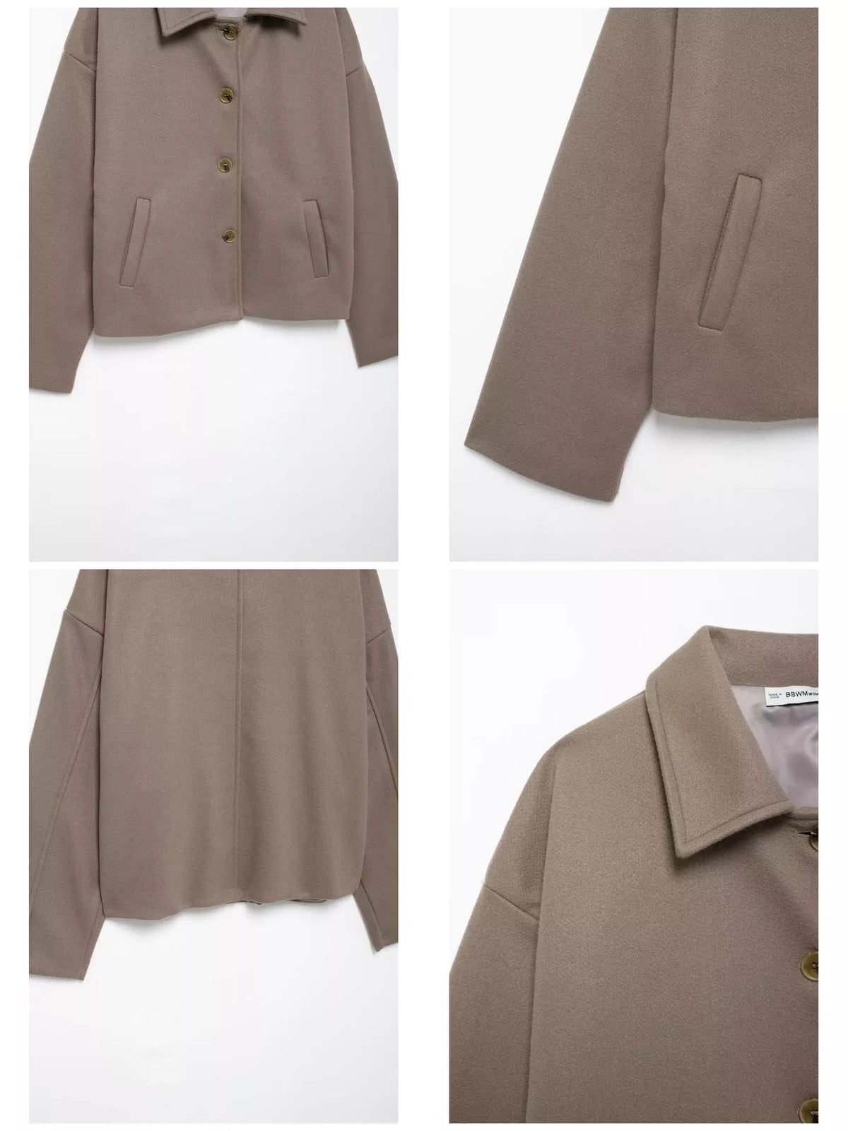 Button-Up Dropped Shoulder Outerwear - Taupe - View 6