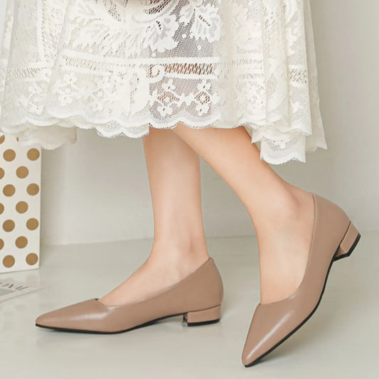 Pointed Toe Low Heel Pump - Apricot - View 2