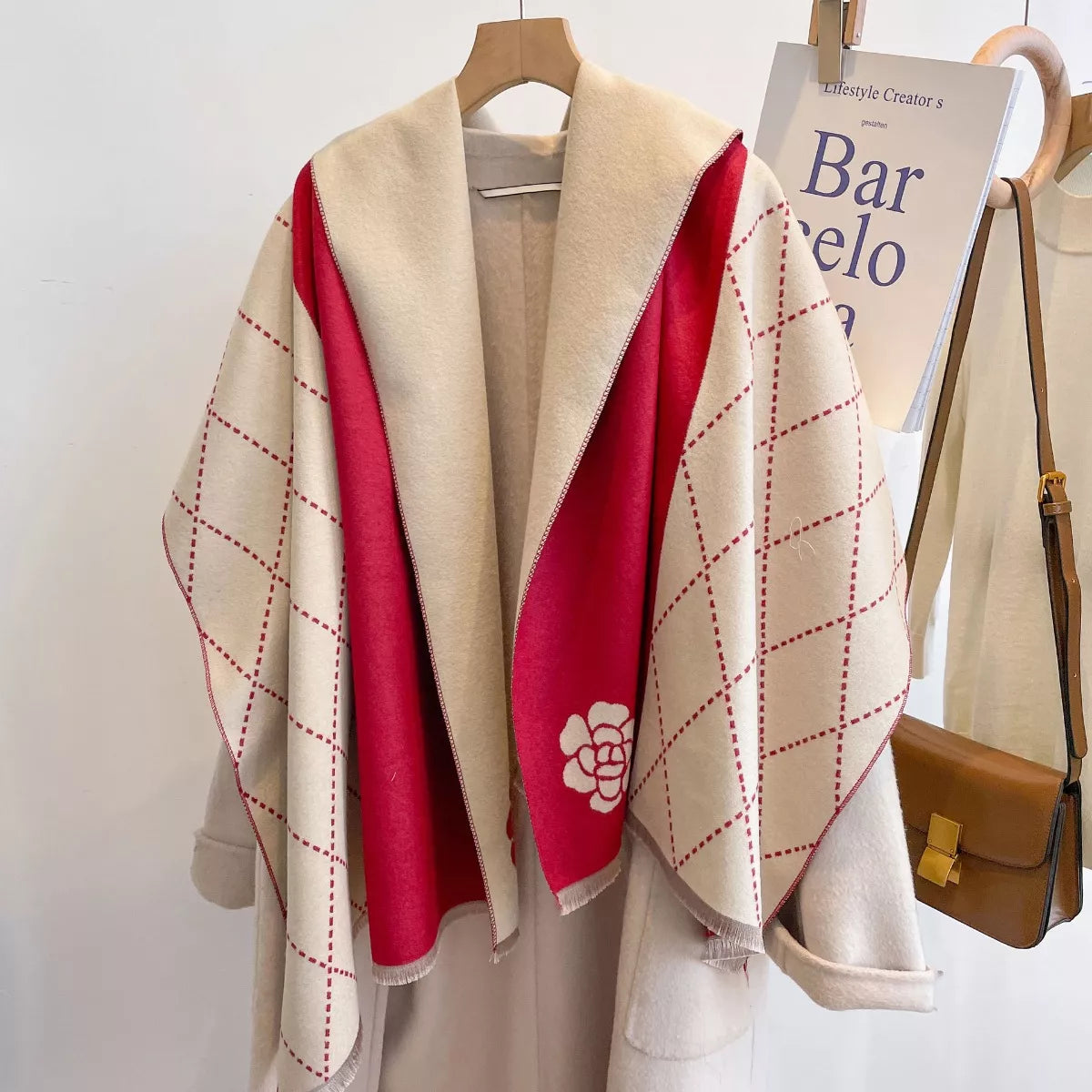 Raw Hem Scarf - Red - View 6