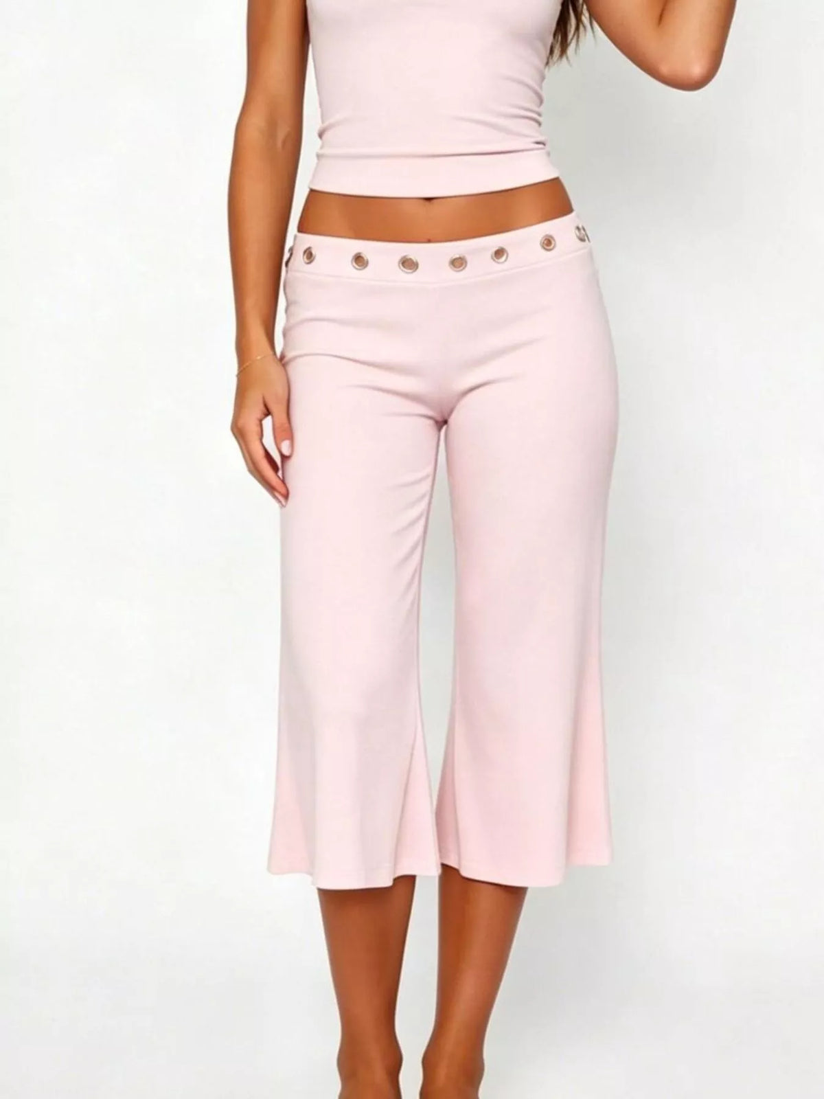 Mid Rise Capris Pants - Pink - View 24