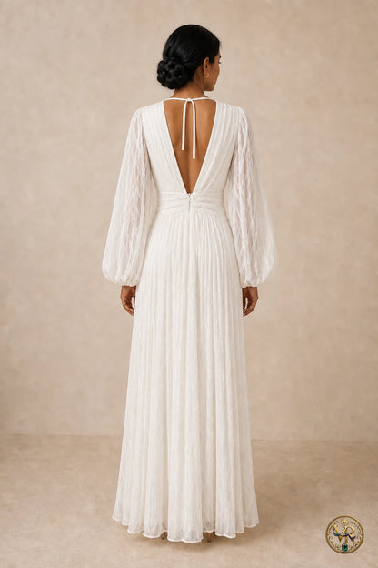 V-Neck Long Sleeve Maxi Dress