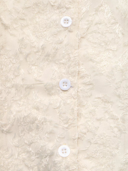 Textured Long Sleeve Button-Up Shirt - Apricot - View 9