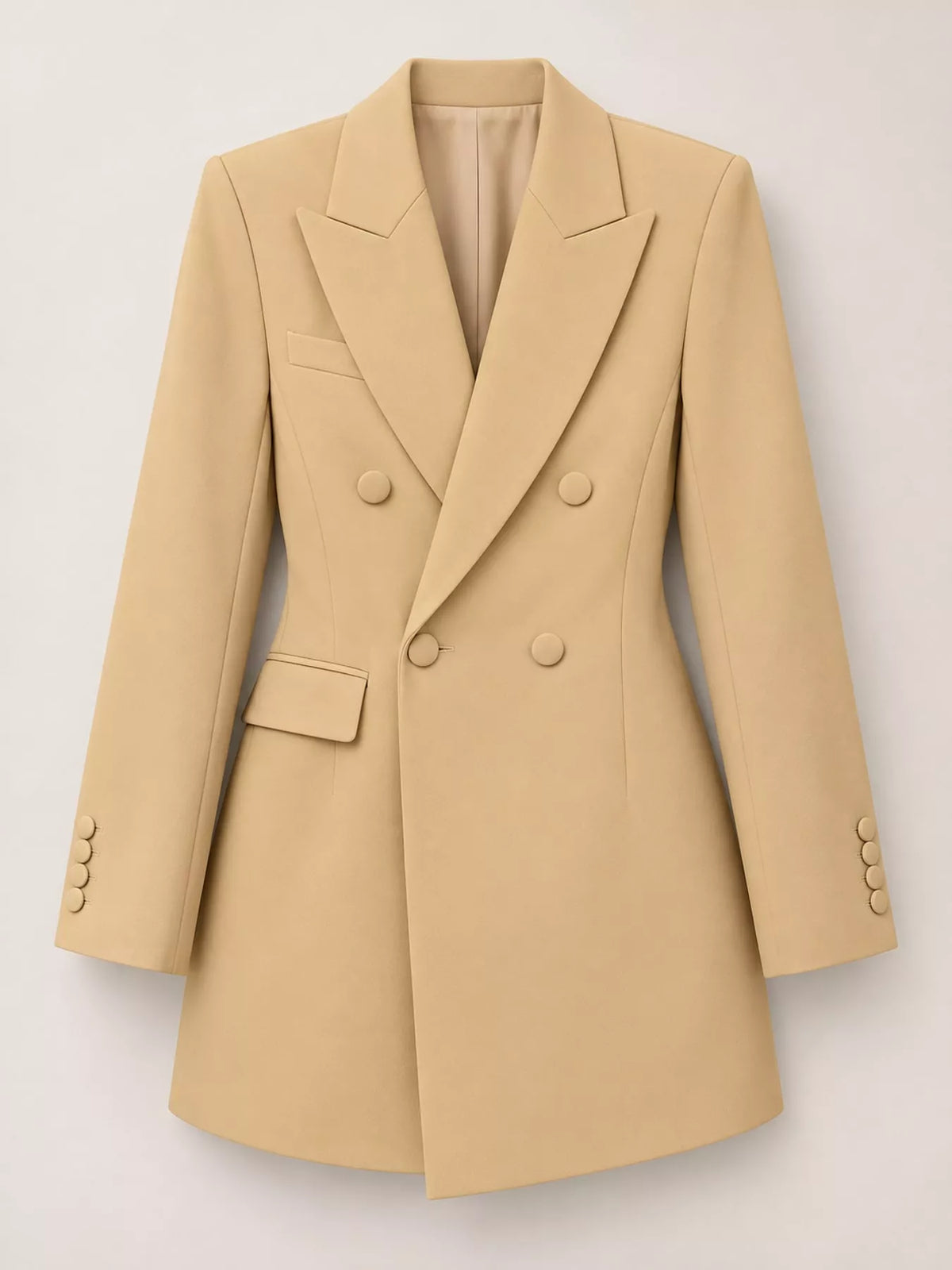 Full Size Double-Breasted Slim-Fit Blazer Plus Size - Mustard Yellow - View 22