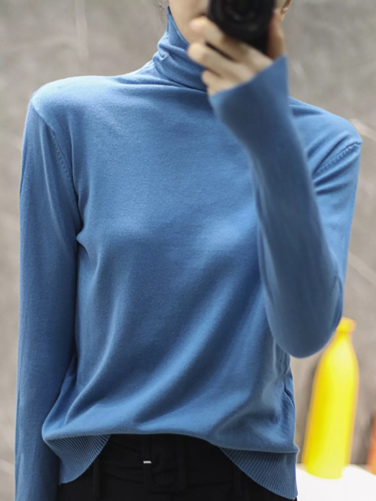 Full Size Slim-Fit Turtleneck Knit Top Plus Size - Dusty Blue - View 39