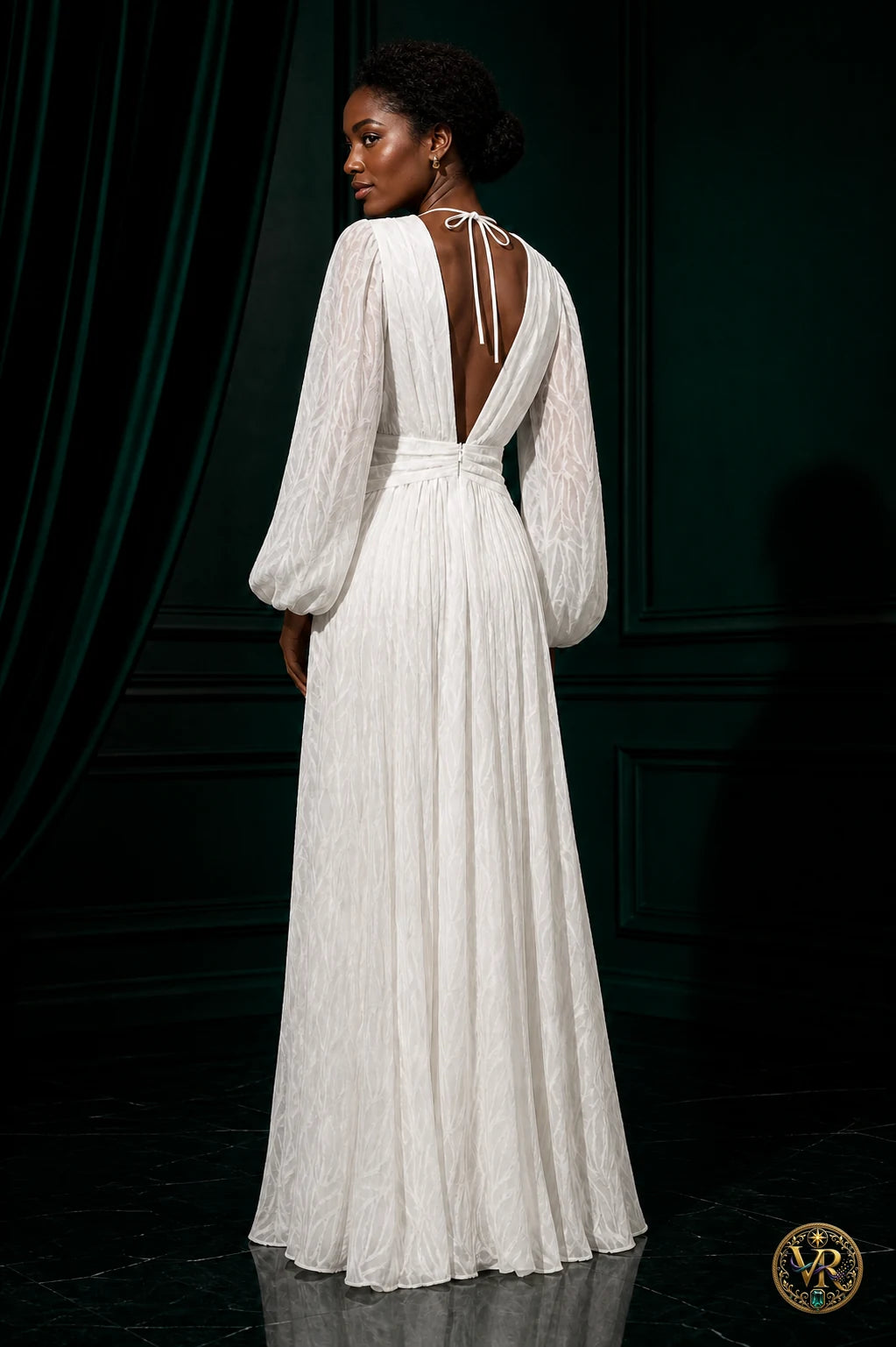 V-Neck Long Sleeve Maxi Dress