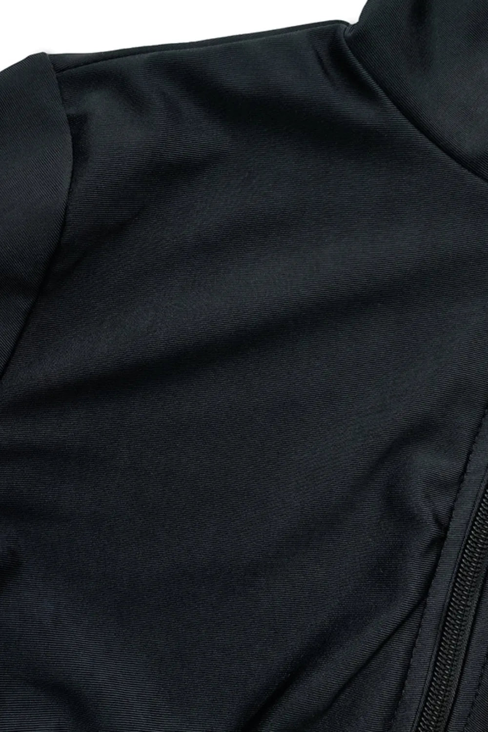 Zip Up Long Sleeve One-Piece Swimwear - Black - View 11