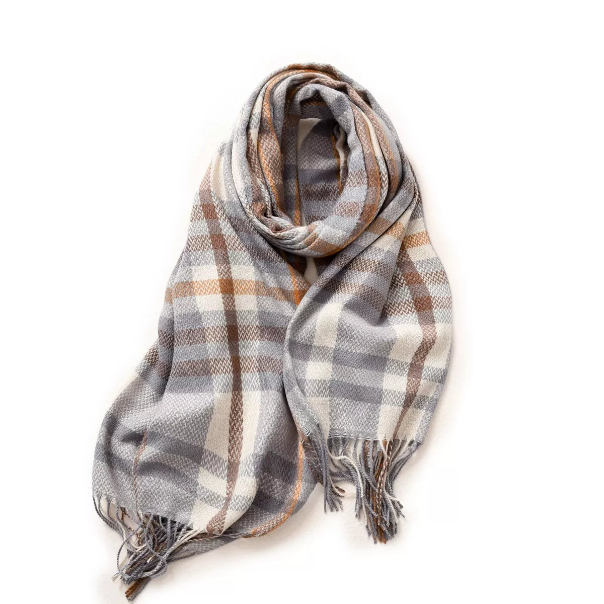 Warm Plaid Fringe Scarf - Style D - View 5