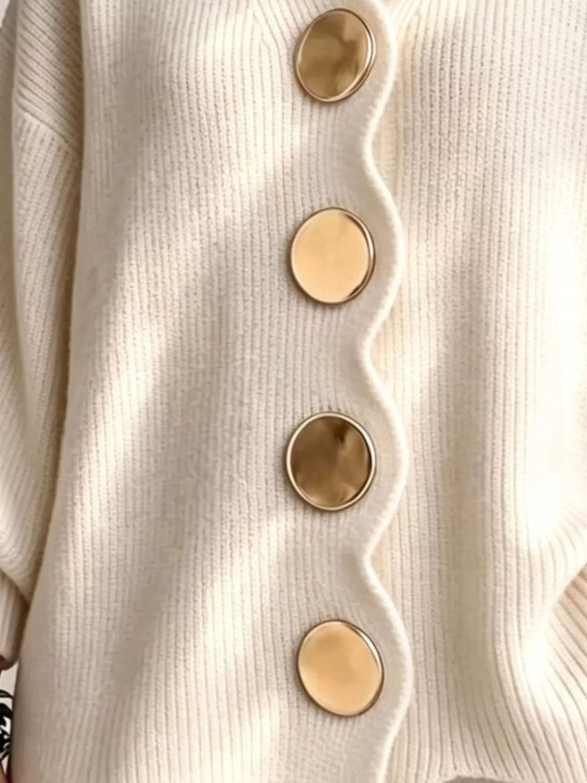 Full Size Scalloped-Edge Button-Down Cardigan Plus Size - Beige - View 2