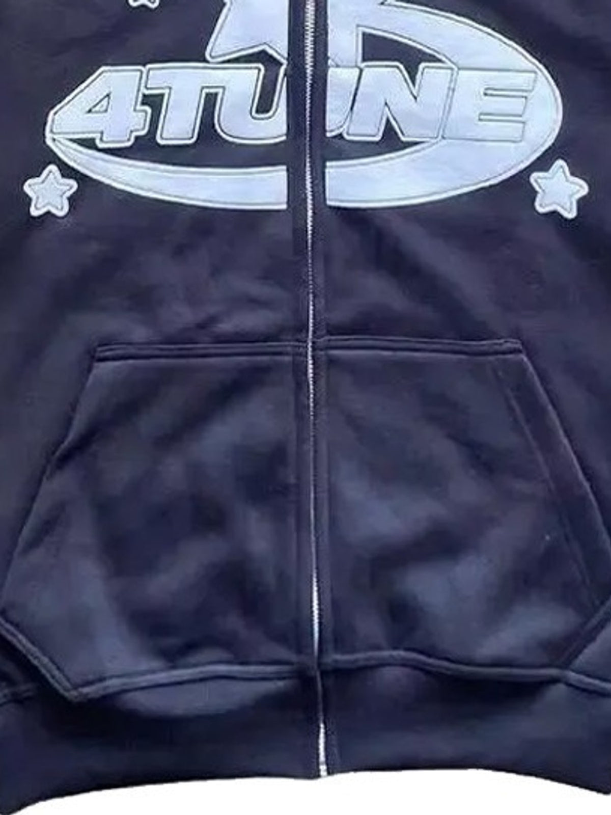 Full Size Letter Graphic Zip Up Hoodie Plus Size - Navy - View 3