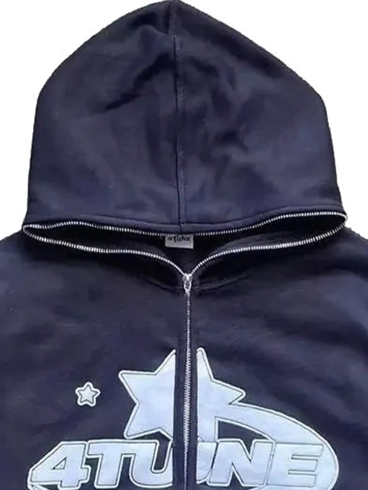Full Size Letter Graphic Zip Up Hoodie Plus Size - Navy - View 2
