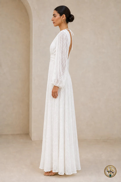 V-Neck Long Sleeve Maxi Dress
